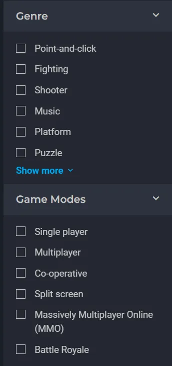 main menu options 1